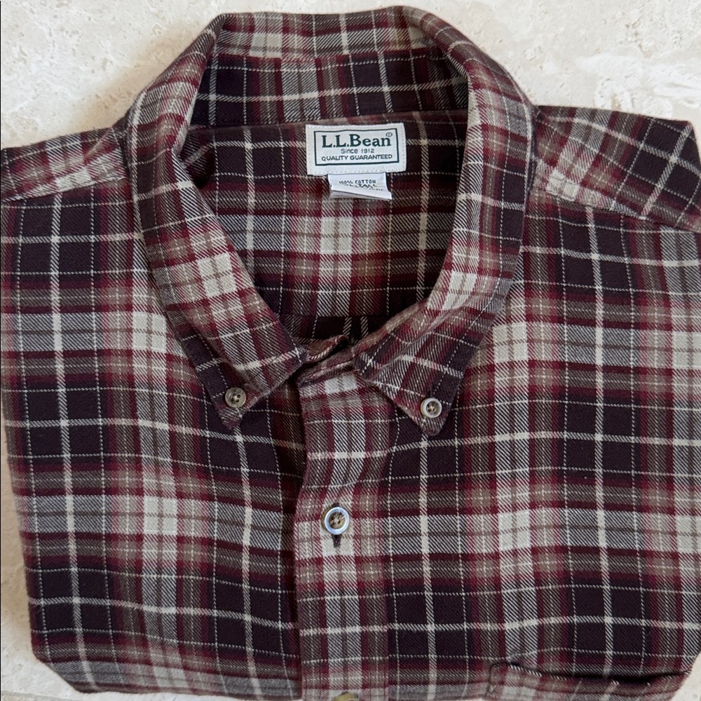 L.L. Bean Flannel Plaid Cotton Shirt XXL Tall